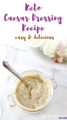 This Keto caesar dressing recipe is homemade using a food processor and avocado oil or olive oil. No mayo is used to make it and you end up with the most cream salad dressing ever! #caesarsalad #caesardressing #ketosalad #ketodressing #mypcoskitchen This Keto caesar dressing recipe is homemade using a food processor and avocado oil or olive oil. No mayo is used to make it and you end up with the most cream salad dressing ever! #caesarsalad #caesardressing #ketosalad #ketofriendlysalads