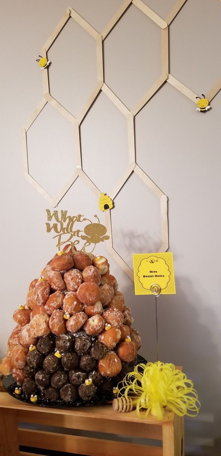 Donut Loch Bienenstock mit Waben Eis am Stiel Sticks Dekor für Geschlecht offenbaren Biene .....