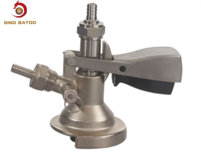 Easy-Dispensing Tap 5L a-Type Beer Keg Coupler Type : Beer Keg Coupler. Certification : LFGB, CE / EU, FDA. Material : SUS 304 or Brass. Carton Gross Weigh : 14kgs. Carton Net Weigh : 13.1. Net Weight : 0.65kg. MOQ : 48 Pieces. Beer Keg, Bar Accessories, Easy, Barware