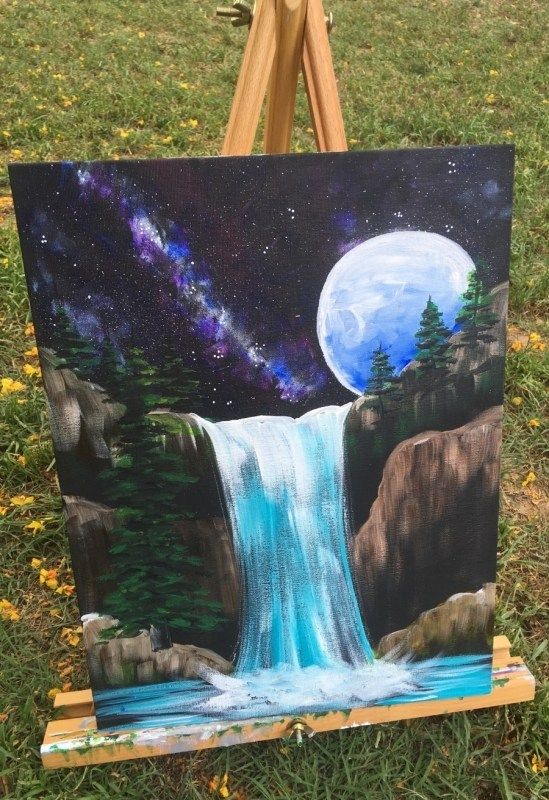 Waterfall Painting Step By Step Painting Tutorial For