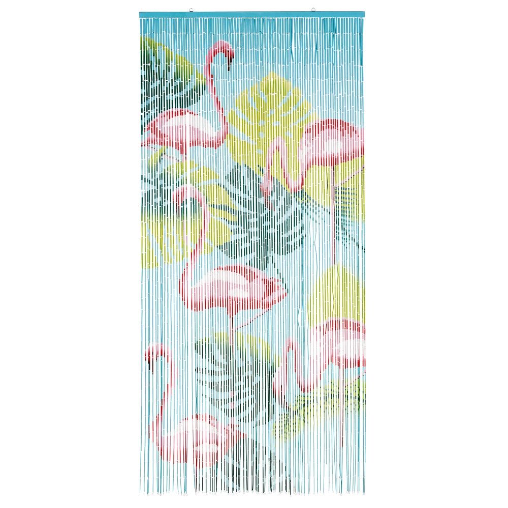 Rideau de porte imprimé flamants roses en perles de bambou | Maisons ... Rideau de porte imprimé flamants roses en perles de bambou | Maisons ...