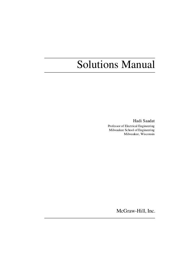 Power System Analysis Hadi Saadat Solution Manual