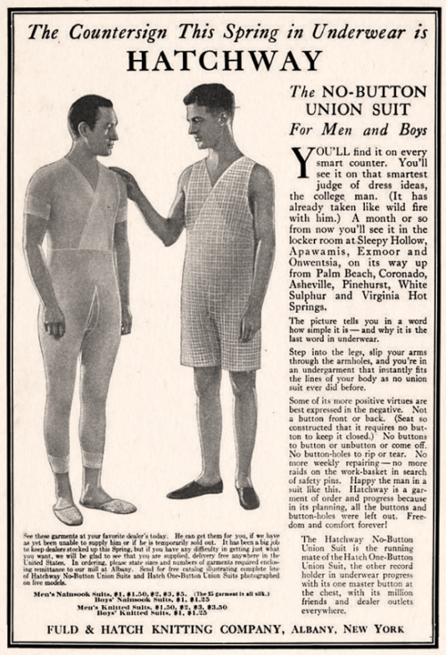 Hatch Union Suit 1922 1920s Men Mens Suits Vintage Advertisements