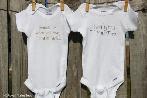 Miracle Twins OnesiesR Twin Outfits Religious By RoyalMajesTees