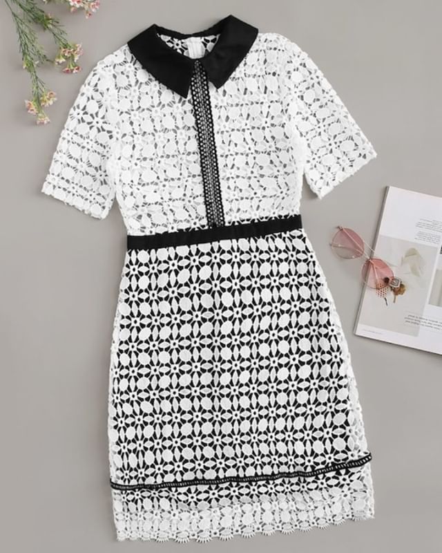Fatima Boutique on Instagram: “Guipure Lace Geo Collar Dress price 880 LE Si...