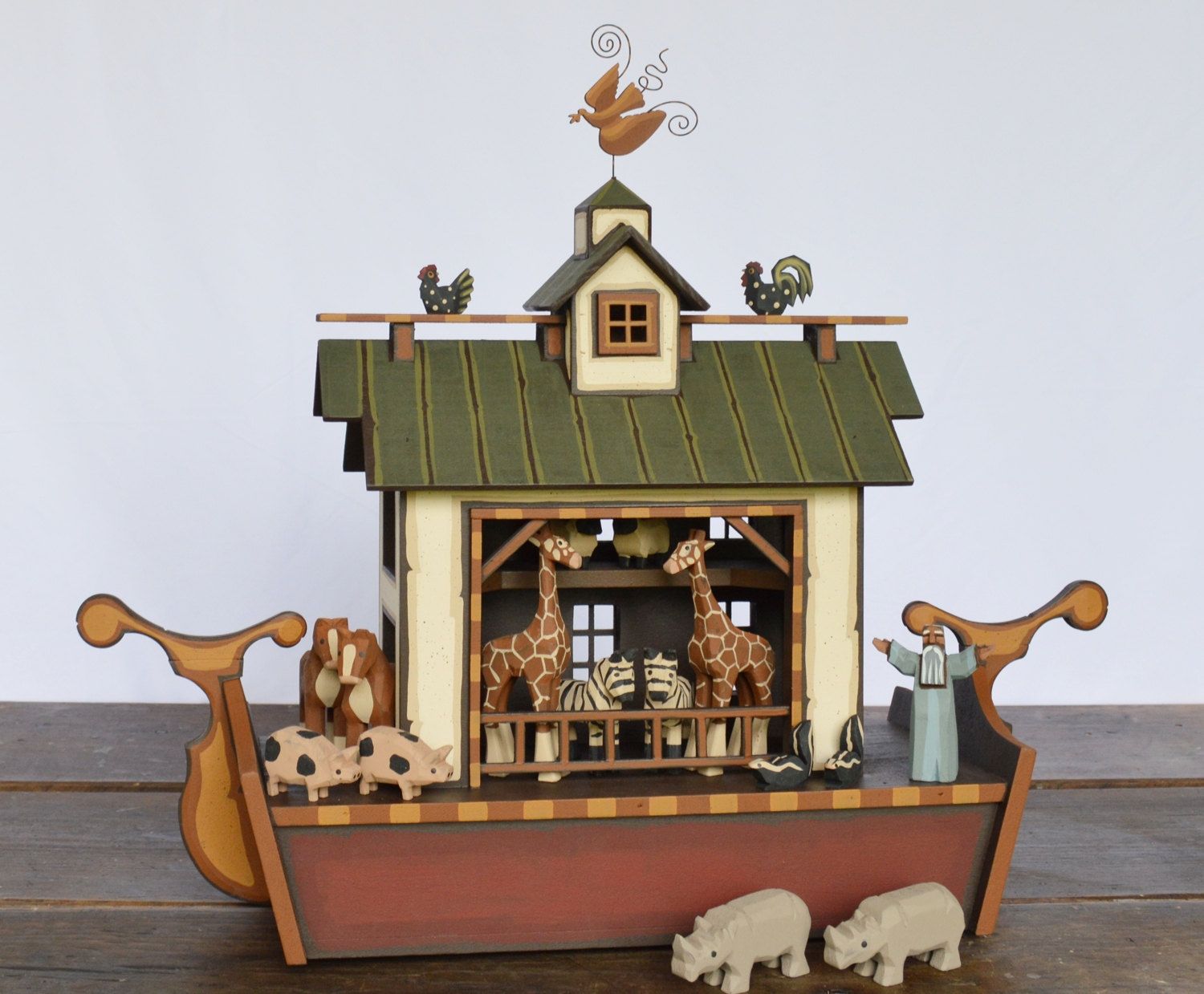 Heirloom Noah's Ark Wooden Ark Animals Hand Carved | Etsy Noah's ark trui | Etsy