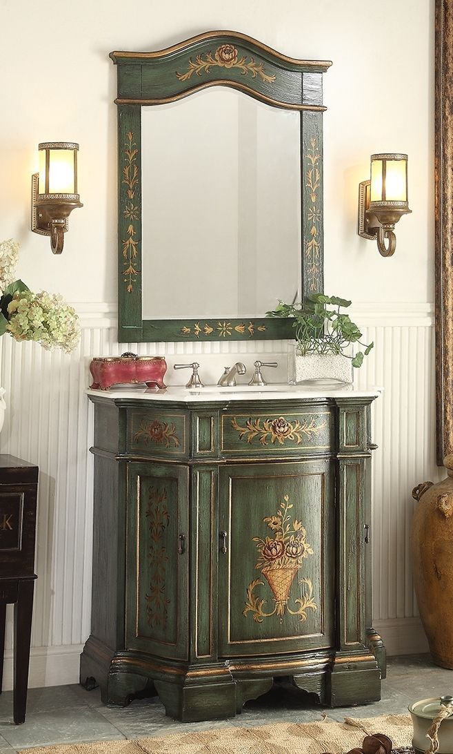 35 Hand Painted Crossfield Bathroom Sink Vanity Mirror Set Hf 35 Hand Painted Crossfield Bathroom Sink Vanity Mirror Set Hf 090g Mr090g