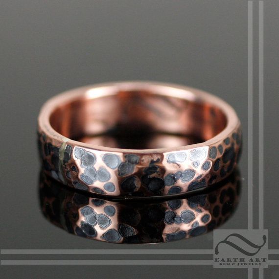 Oxidized Hammered Copper Wedding Band Bohemian Pinterest Oxidized Hammered Copper Wedding Band