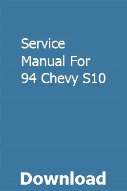 Service Manual For 94 Chevy S10