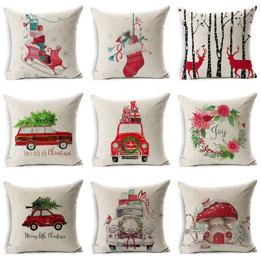 Cotton Linen Sofa Car Home Waist Cushion Cover Throw Pillow Case XMAS GIFT 18" Cotton Linen Sofa Car Home Waist Cushion Cover Throw Pillow Case XMAS GIFT 18"