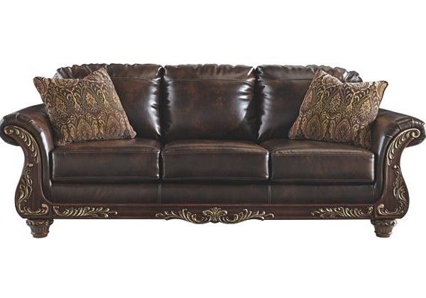 Vanceton Sofa Traditional Antique Faux Leather Faux Leather Sofa