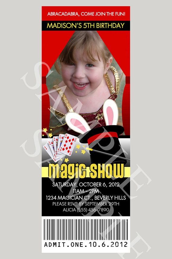 magic show ticket invitations print your own by nowanorris ticket