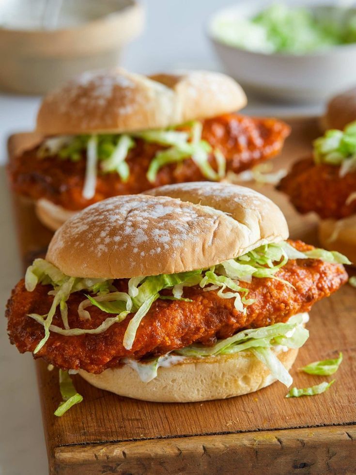 Baked Nashville Honey Hot Chicken Sandwiches Baked Nashville Honey Hot Chicken Sandwiches