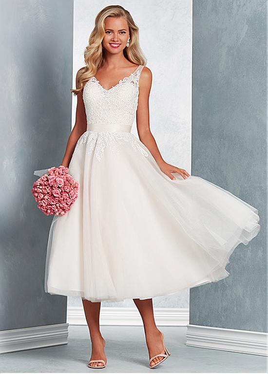 Magbridal Pretty Tulle V Neck Neckline Tea Length A Line Wedding
