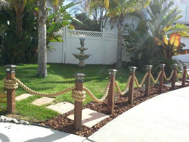 Nautical Garden Rope Fence Planters Nautical Garden Rope Fence Planters Landscaping Deck Ideas