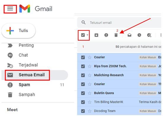 Cara Menghapus Pesan Email Di Gmail Sekaligus Lewat Laptop / PC