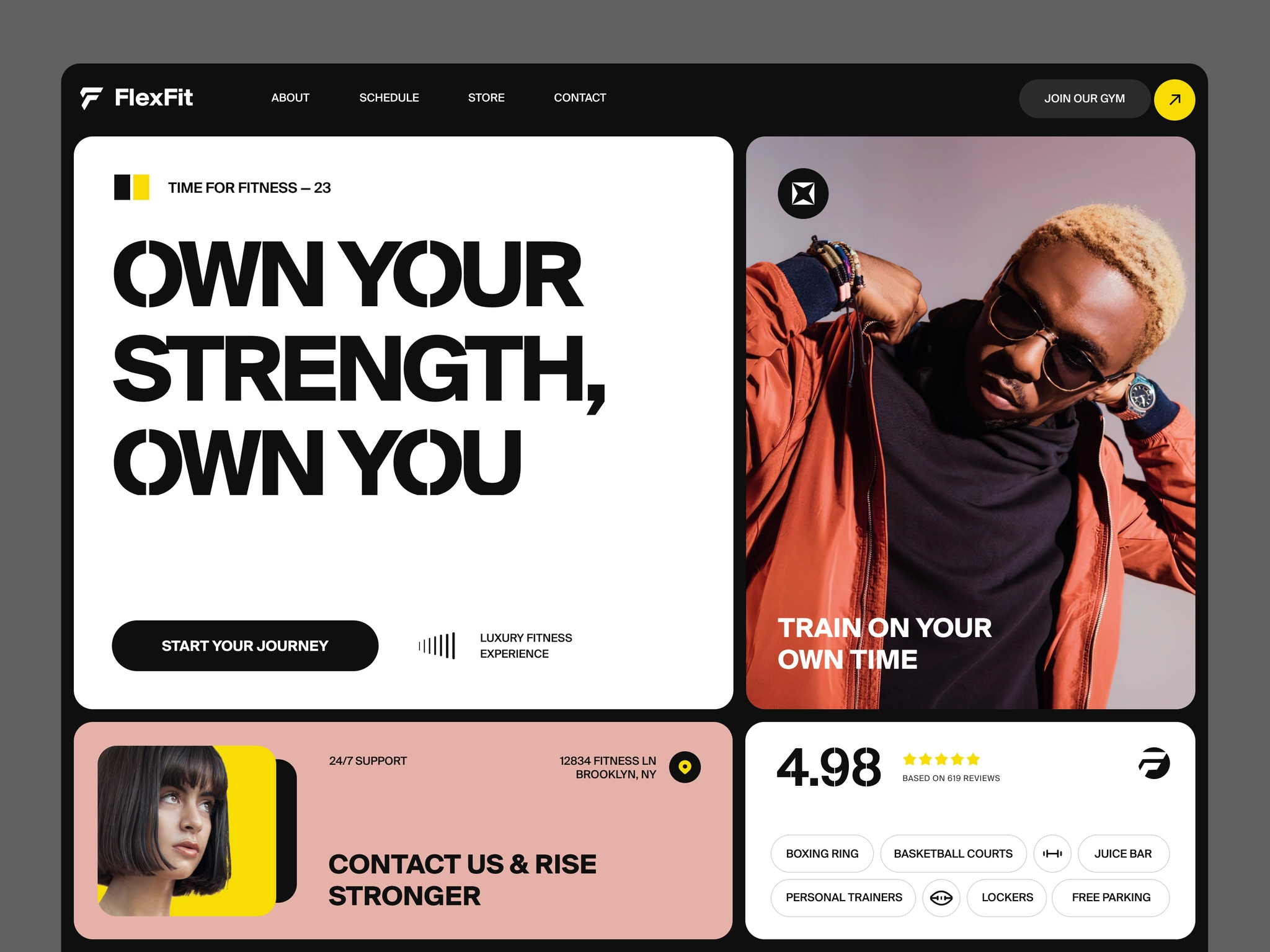 FlexFit Web Site Design: Landing Page / Home Page UI