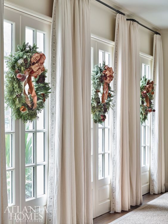 The 10 Best Christmas Holiday Decoration Items For Your Home - Society19 Farmhouse Christmas Decor, Holiday Home Decor, Christmas Home, Holiday Decorating, Christmas Christmas, Decorating Ideas, Christmas Wreaths, Christmas Stairs, Christmas Windows