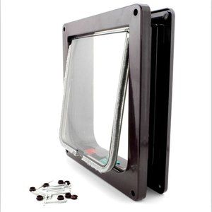 Pet Cat Flap Door 4 Way Lockable Plastic Safe Cat Flap Suitable Door For Any Wall Pet Door Large Cat And Small Dog: …