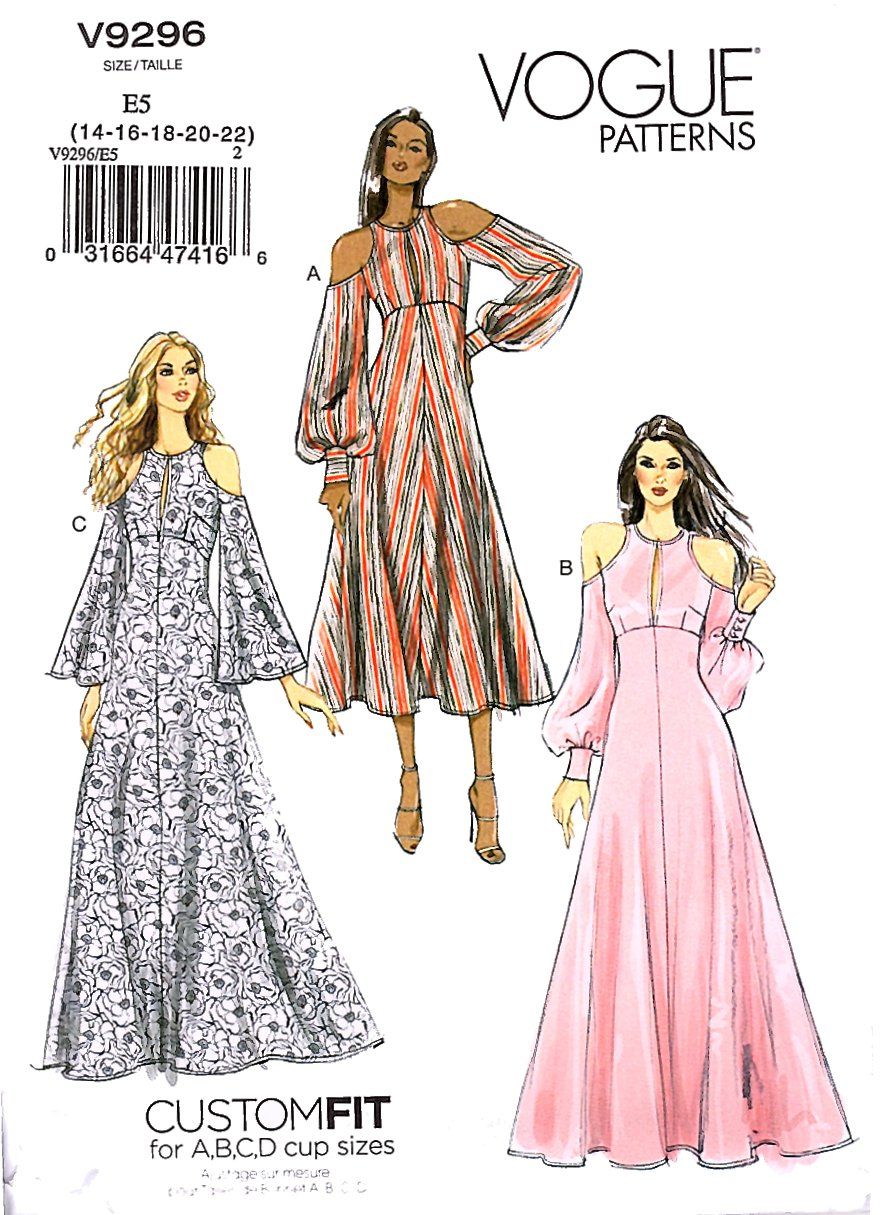 Loose Fit Flared Bell Sleeve Cold Shoulder Dress Sewing Pattern 14 16 18 20 22