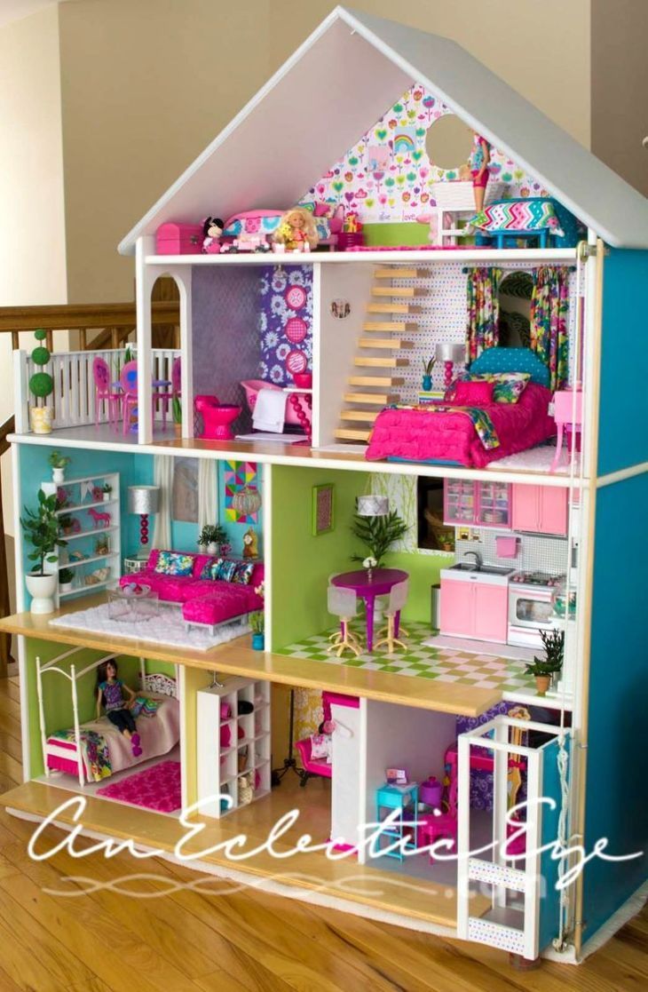 8 Simple but Beautiful DIY DollHouse Ideas for Your Daughter #dollhousefurnitureplans | Casa de barbie, Ideas de casa de muñecas, Muebles de casa de muñecas