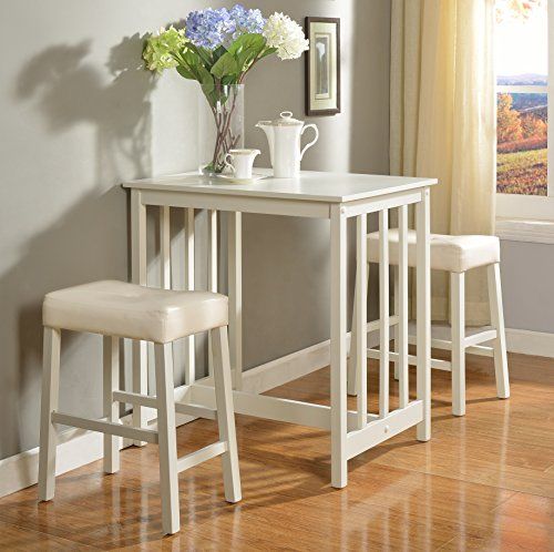 East West Furniture Sudbury 3 Piece Dual Drop Leaf Dining Table Set With Slat Back Chairs Linen White In 2019 Products
