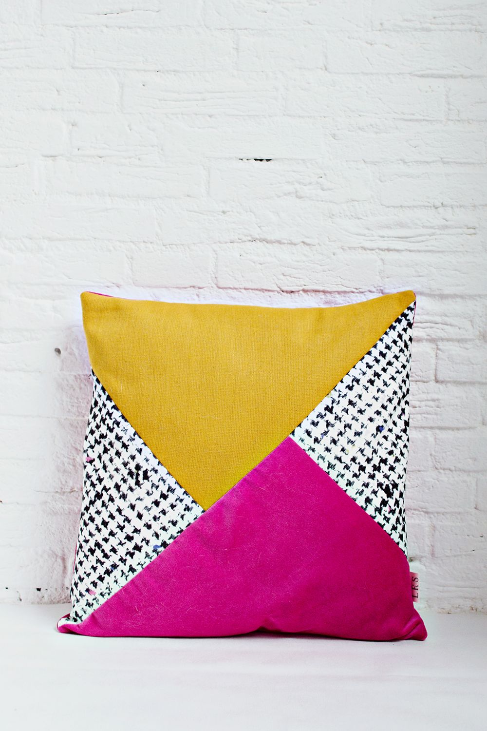 DIY | Color Block Print Cushion Cover One woven pillow cover in trend colours