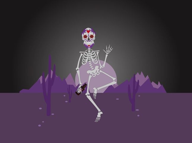 day of the dead drunk rip banner sugar skeleton skulls