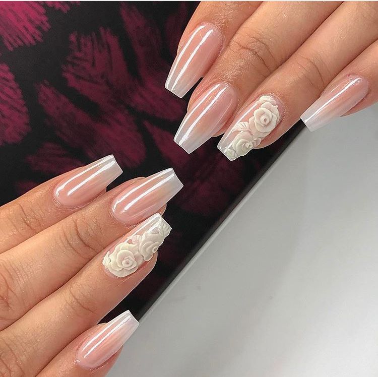 Pearlescent White Rose Nails Pinterest Pearlescent White Rose Nails