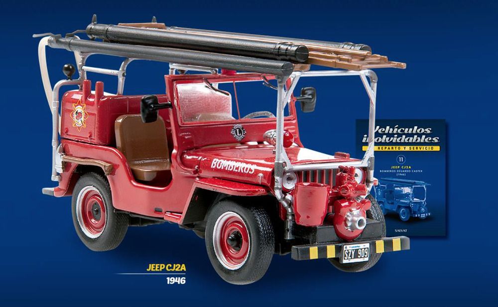 Jeep Cj2a 1946 Fire Truck Argentina Rare Diecast Scale 1 43 New Sealed Magazine Willys Jeep Jeep Fire Trucks