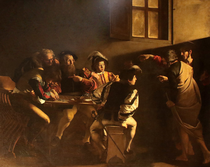 Caravaggio San Luigi Dei Francesi Vocazione Di San Matteo Caravaggio (Michelangelo Merisi 1571-1610) - Vocazione di san Matteo
