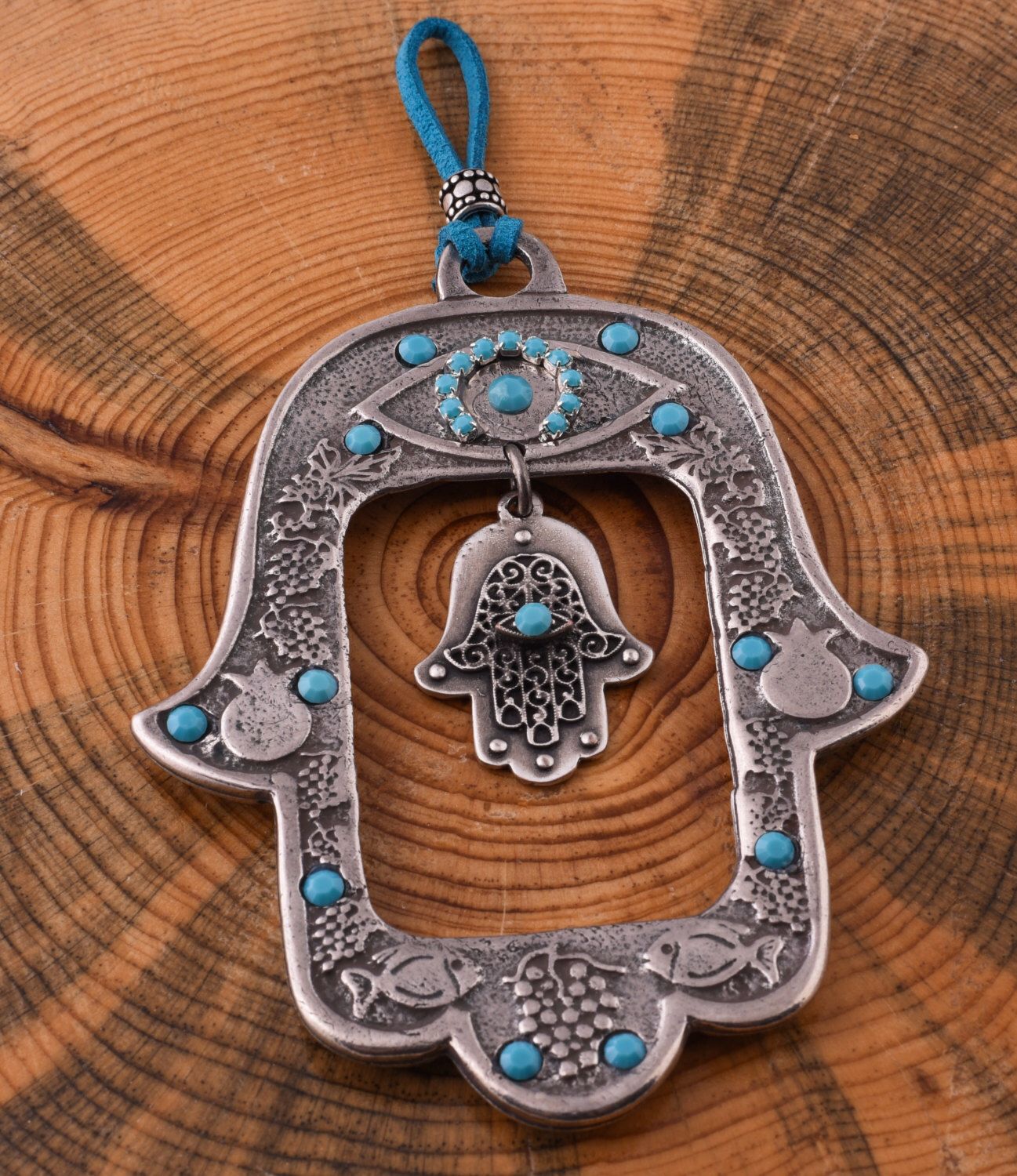 Turquoise Hamsa Wall Art Decor Turquoise Hamsa Hand Wall Art Hanging Decor Jewish Evil Eye Of Fatima By Nuritjewelry1 On Etsy