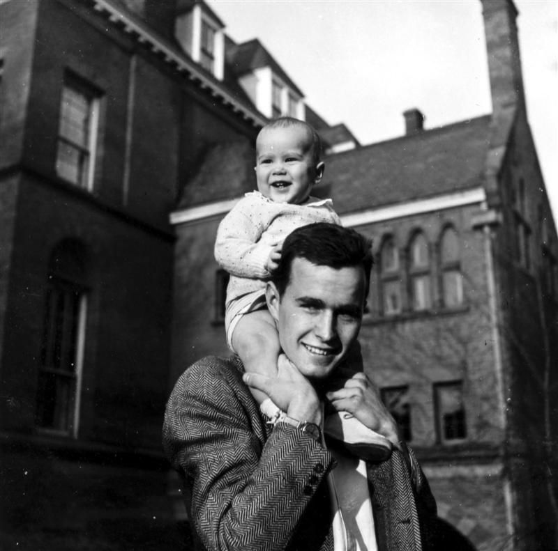George Herbert Walker Bush Pictured At Yale In 1947 With George W