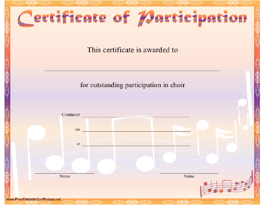 printable participation certificates