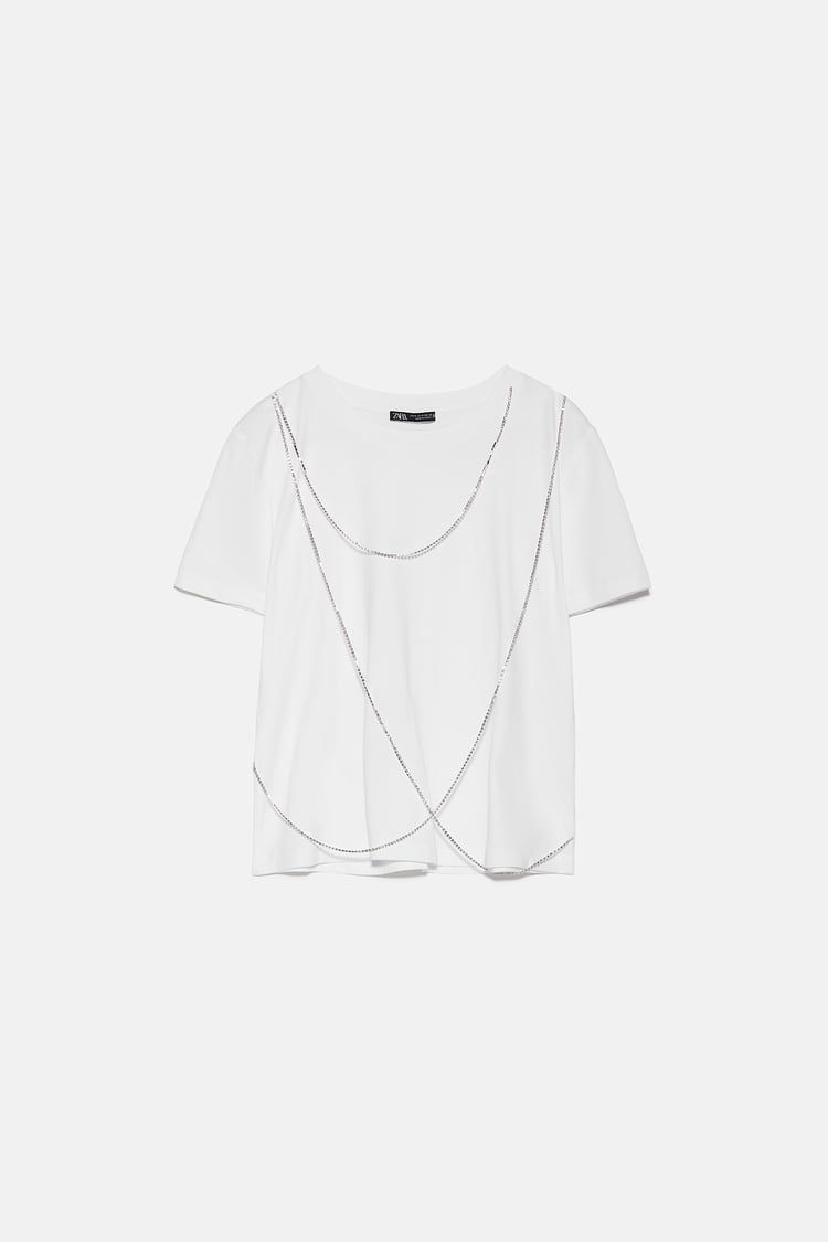 Parlak Taşli Zincirli T Shirt Zara Türkiye Turkey Clothes Fashion Shirts