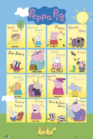 Maxi Size 36 x 24 Inch Peppa Pig Characters Poster New