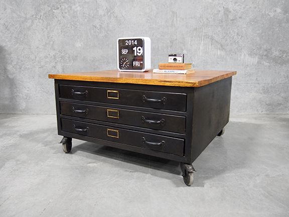 Map Drawers Coffee Table Furniture With Castor Wheels Iron Map Drawers Coffee Table Furniture With Castor Wheels Iron