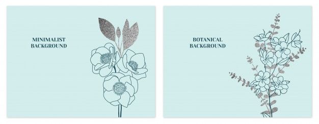 Conjunto de fundos floral minimalista ho... | Premium Vector #Freepik #vector #fundo #flor #casamento #floral Graphic Editing, Floral Background, Graphic Resources, Freepik, Vector Free, Botanical, Illustration, Silver, Backgrounds