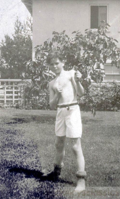 Vintage Photo 1922 Boy In Gym Shorts Strikes A Pose Boxer Boy