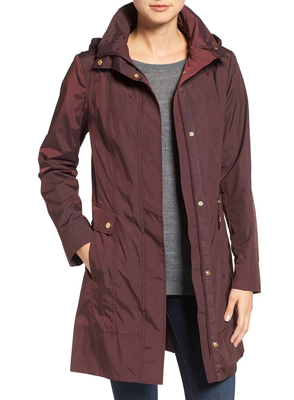Cole haan single breasted leather zip jacket