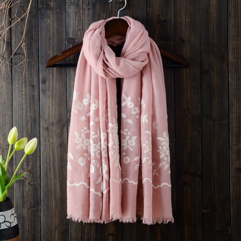 Beautiful Scarf// Flower Embossed Ladies Women/'s Soft Long Shawl Hijab Wrap