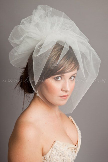 Illusion Tulle 17 Bridal Birdcage Veil Detachable Pouf Illusion Tulle 17 Bridal Birdcage Veil Detachable Pouf White Diamond Ivory Champagne More Colors Matte Sparkle