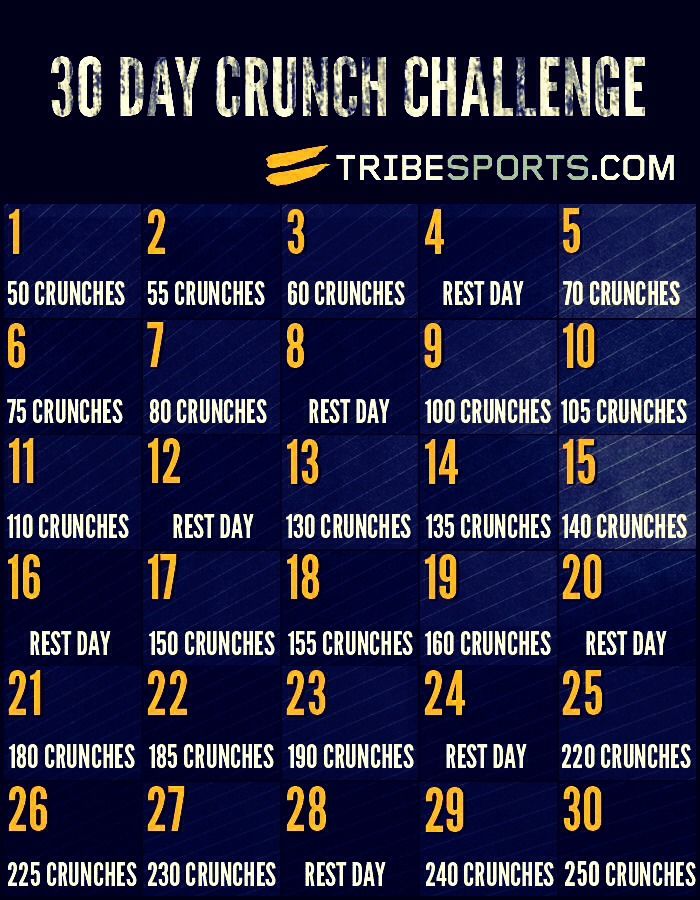30 Day Crunch Challenge 💚 Crunch challenge, Challenges, Health fitness