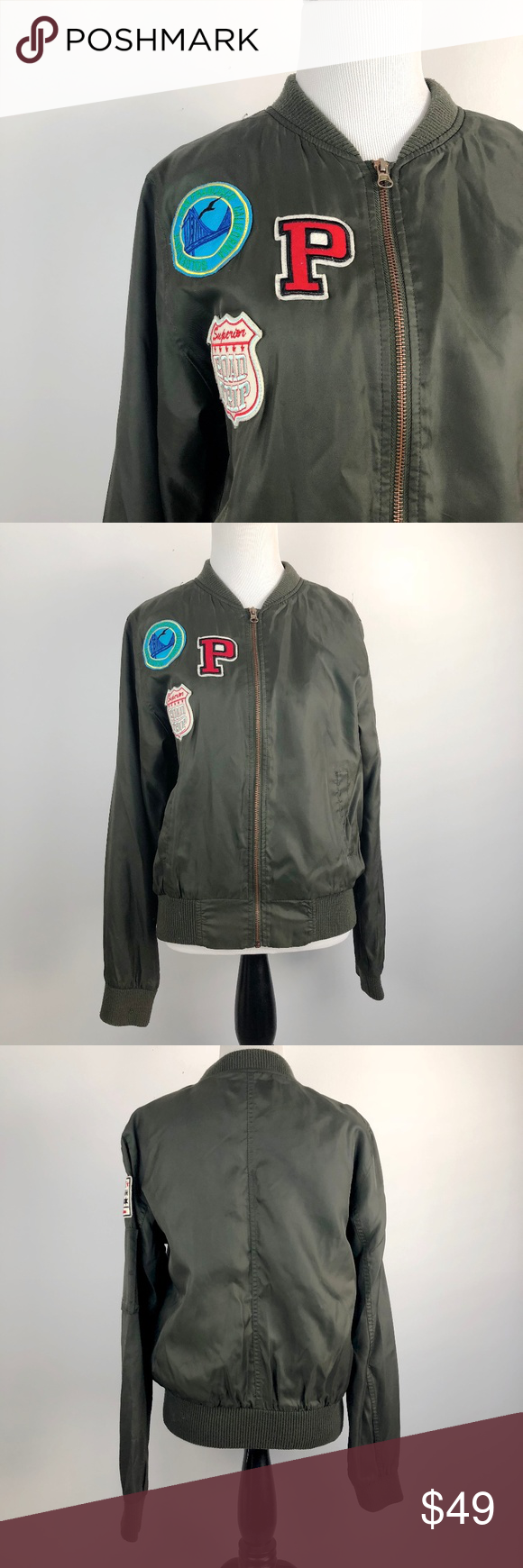 Iris Los Angeles Bomber Jacket Army Green Bomber Jacket With Patches Iris Jackets Coats Bomber Jacket Patches Bomber Jacket Army Green Bomber Jacket