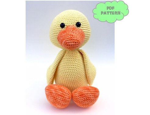 Eva eend amigurumi haakpatroon van KNUFL Crochet Patterns Amigurumi, Crochet Dolls, Chain Stitch, Slip Stitch, Half Double Crochet, Single Crochet, Online Pattern, Free Pattern, Rattles