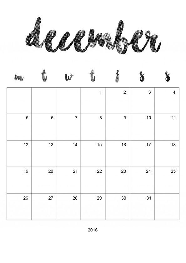 calendrier novembre décembre à