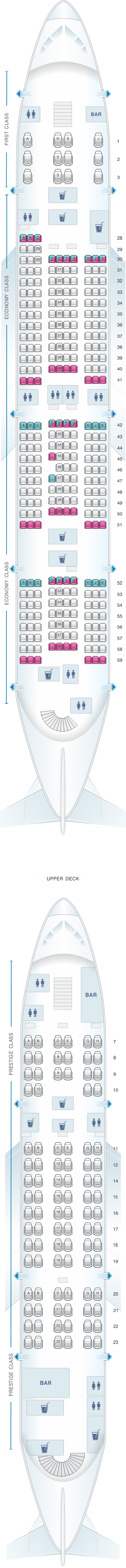 seat map korean air airbus a380 800 399pax korean air korean air a380 seating chart