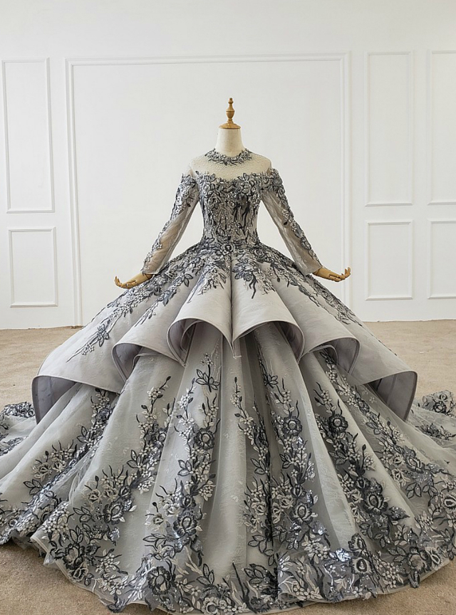 dark grey ball gown