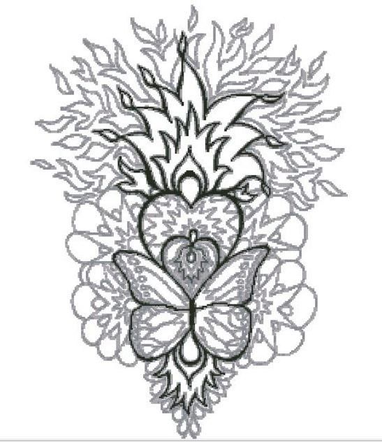 Download Flaming Heart Counted Cross Stitch Chart - Pattern only Digital PDF | Geometric coloring pages ...