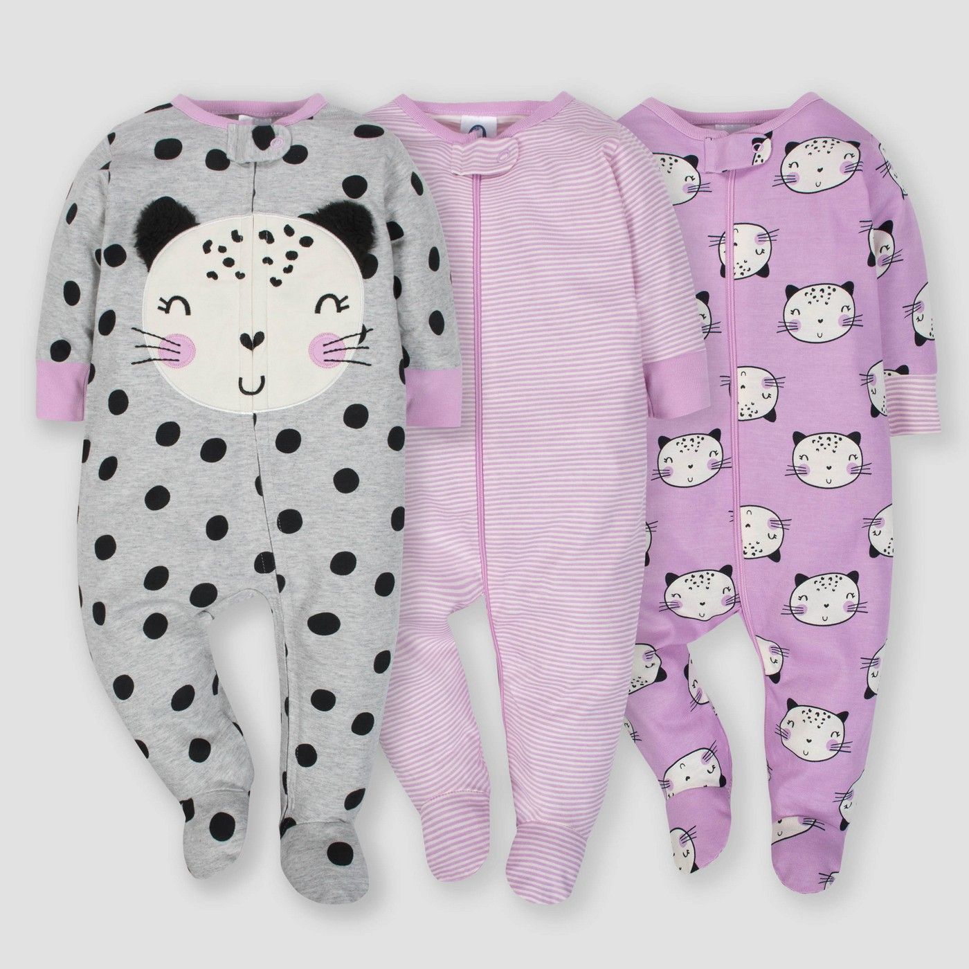 Gerber Onesies Baby Girl Sleep N Play Sleepers 3 Pack